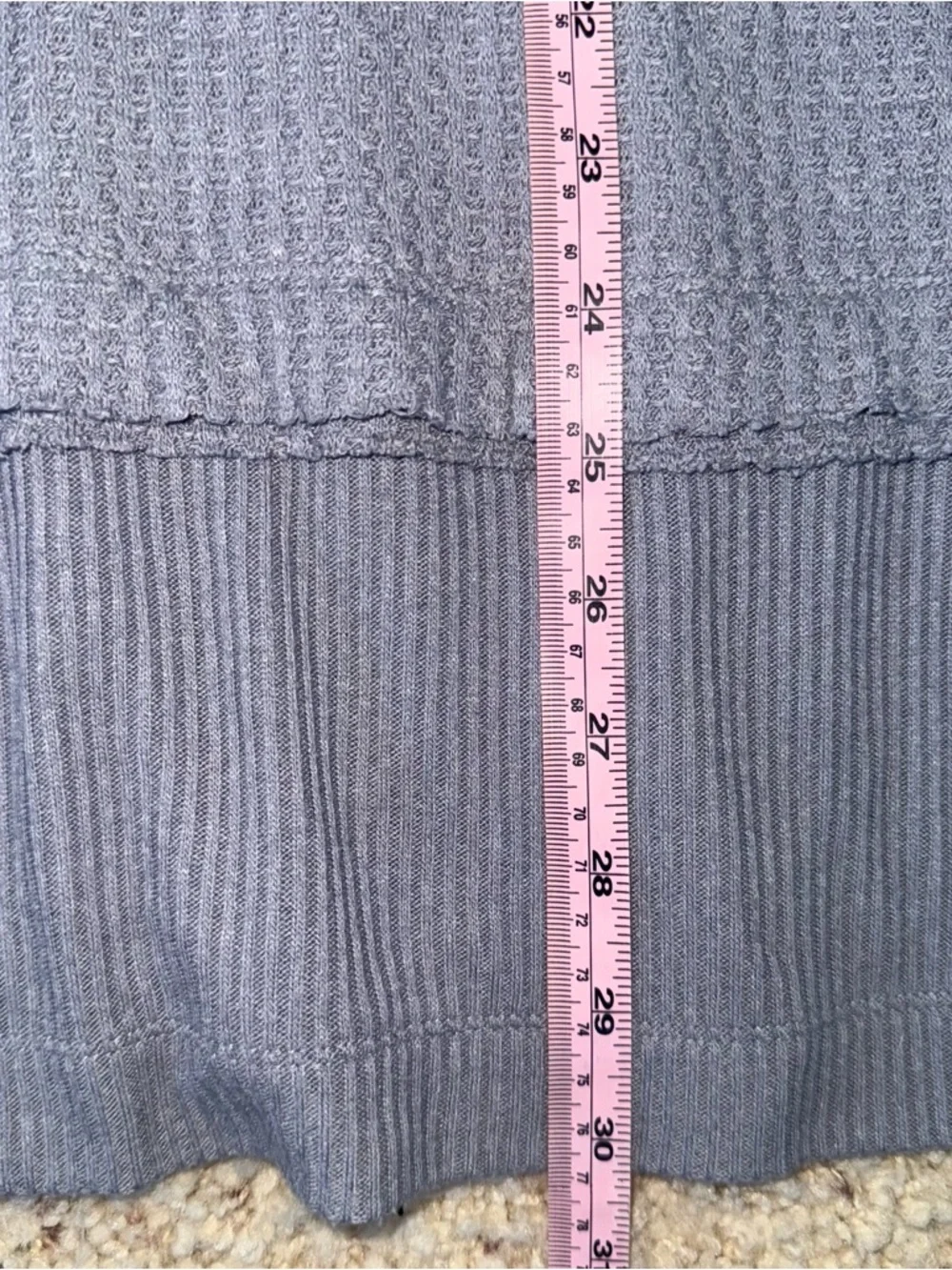 Free People We The Free‎ Thermal North Shore Gray Waffle Long Sleeve Oversized S